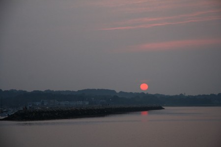 sunset over plymouth bay