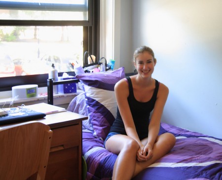 Hannah in her dorm room blog size