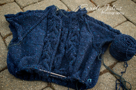 market jacket progress for carole knits