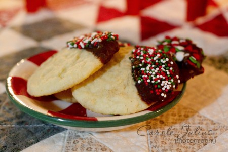 chocolate dipped sugar cookies for carole knits