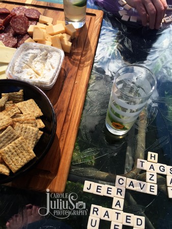 bananagrams and snacks for carole knits